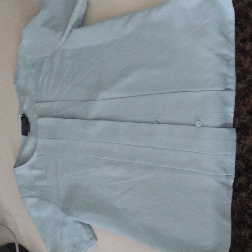 NWOT Pendleton Soft Teal Blue Short Sleeve Blouse Size 8